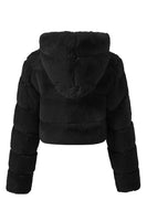 Load image into Gallery viewer, Black Fluffy Faux Fur Zip Up Short Coat