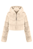 Load image into Gallery viewer, Black Fluffy Faux Fur Zip Up Short Coat