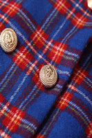 Load image into Gallery viewer, Red Blue Plaid Double Breasted Women Blazer