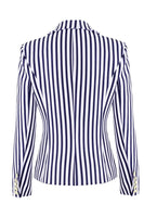 Load image into Gallery viewer, White Blue Striped Women&#39;s Blazer