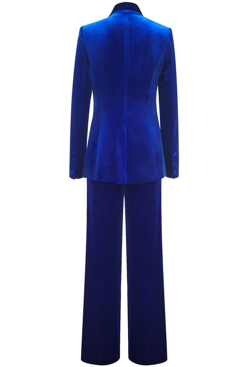Load image into Gallery viewer, Royal Blue Velvet Single Button Women&#39;s Suits