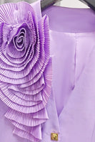 Load image into Gallery viewer, Purple Flower V Neck Single Button Women&#39;s Blazer