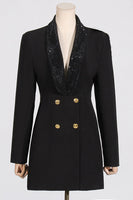 Load image into Gallery viewer, Sparkly Black Shawl Lapel Backless Beading Women&#39;s Blazer