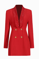 Load image into Gallery viewer, Sparkly Black Shawl Lapel Backless Beading Women&#39;s Blazer