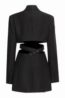 Load image into Gallery viewer, Black Cut-out Slim Fit Women Party Blazer
