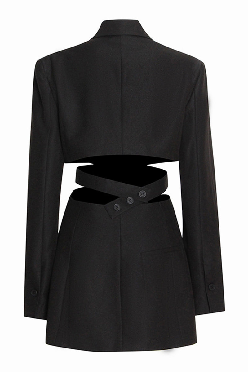 Load image into Gallery viewer, Black Cut-out Slim Fit Women Party Blazer