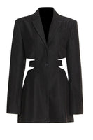Load image into Gallery viewer, Black Cut-out Slim Fit Women Party Blazer