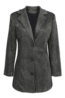 Load image into Gallery viewer, Glitter Pink Notched Lapel Women Blazer