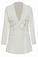 Load image into Gallery viewer, Black Peak Lapel Women Blazer with Beading