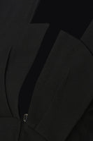 Load image into Gallery viewer, Black Slim Fit Cut-out Women Collarless Blazer