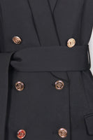 Load image into Gallery viewer, Black Shawl Lapel Double Breasted Long Women Blazer with Belt