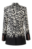 Load image into Gallery viewer, Black and White Leapard Pattern Peak Lapel One Button Women Blazer