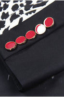 Load image into Gallery viewer, Black and White Leapard Pattern Peak Lapel One Button Women Blazer