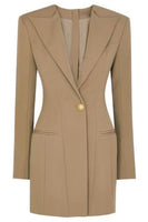 Load image into Gallery viewer, Lake Blue Peak Lapel Long Sleeves One Button Women Blazer