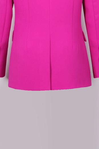 Fuchsia One Button Peak Lapel Women Suits