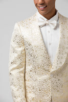 Load image into Gallery viewer, Sparkly Ivory Shawl Lapel Leopard Men&#39;s Prom Blazer