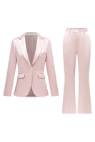 Load image into Gallery viewer, Women Grey Pink Peak Lapel Satin Slim Fit Suits for Party