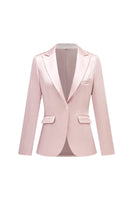 Load image into Gallery viewer, Grey Pink Peak Lapel Satin Slim Fit Women Suits