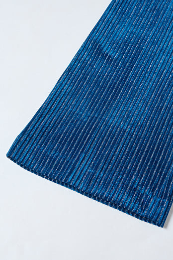 Ink Blue Notched Lapel Stripes Women Party Suits