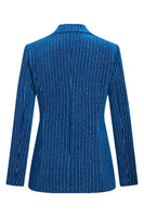 Load image into Gallery viewer, Ink Blue Notched Lapel Stripes Women Party Suits