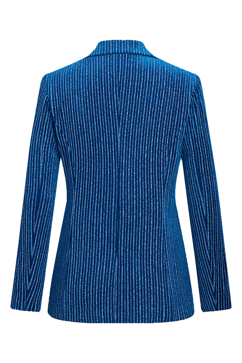 Load image into Gallery viewer, Ink Blue Notched Lapel Stripes Women Party Suits