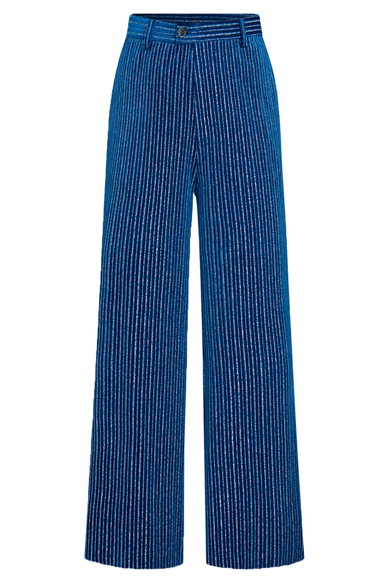 Load image into Gallery viewer, Ink Blue Notched Lapel Stripes Women Party Suits
