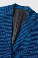 Load image into Gallery viewer, Ink Blue Notched Lapel Stripes Women Party Suits