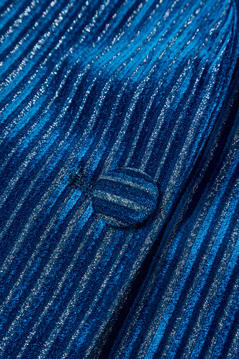 Ink Blue Notched Lapel Stripes Women Party Suits