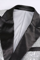 Load image into Gallery viewer, Sparkly Silver Peak Lapel Sequins Women Party Suits