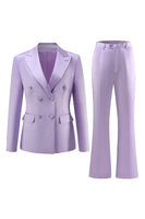 Load image into Gallery viewer, Purple 2 Pieces Peak Lapel Women Party Suits