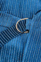 Load image into Gallery viewer, Peacock Blue Stripe Notched Lapel 2 Pieces Women Party Suits with Belt