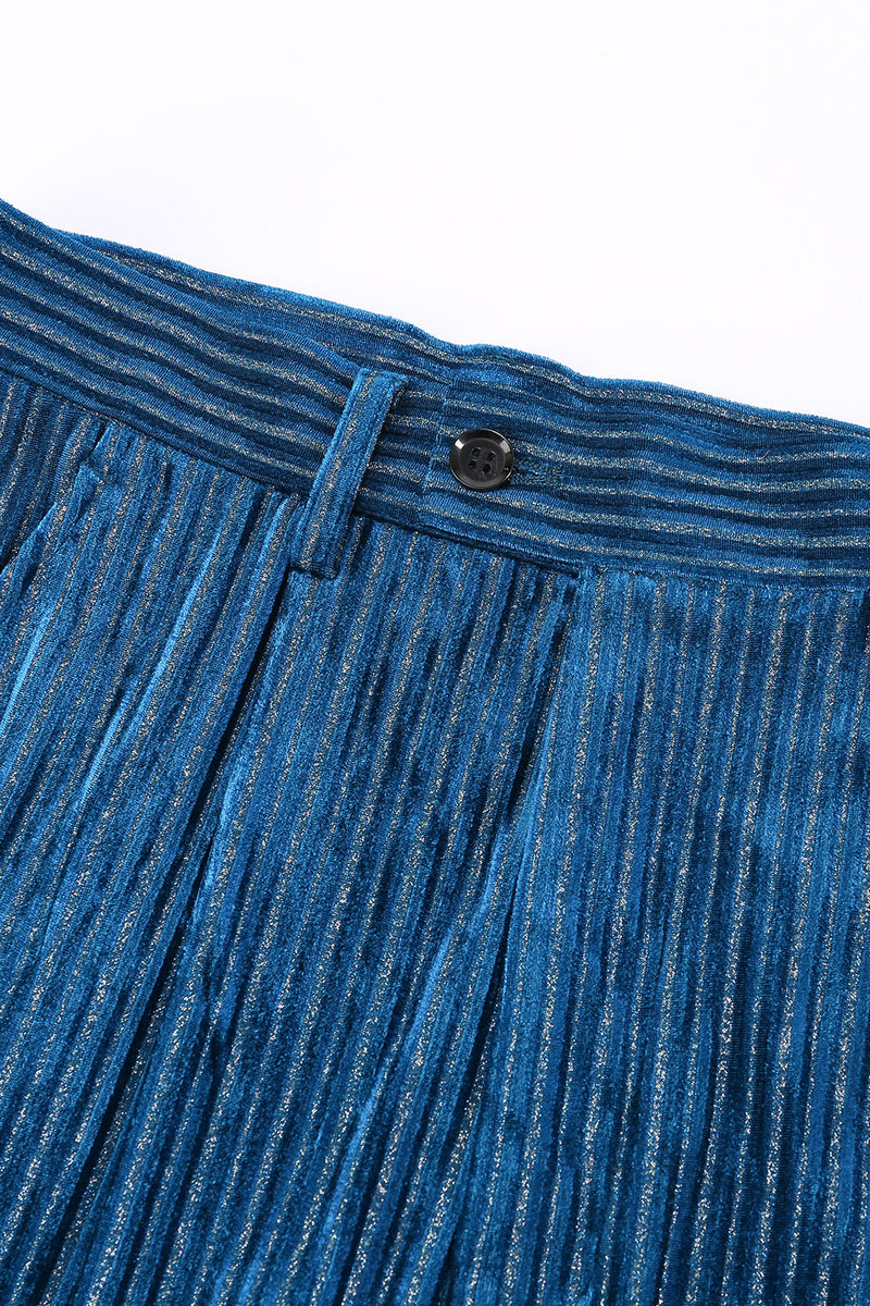 Load image into Gallery viewer, Peacock Blue Stripe Notched Lapel 2 Pieces Women Party Suits with Belt