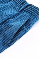 Load image into Gallery viewer, Peacock Blue Stripe Notched Lapel 2 Pieces Women Party Suits with Belt