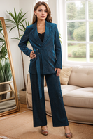 Load image into Gallery viewer, Peacock Blue Stripe Notched Lapel 2 Pieces Women Party Suits with Belt