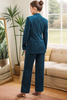 Load image into Gallery viewer, Peacock Blue Stripe Notched Lapel 2 Pieces Women Party Suits with Belt
