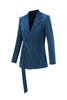 Load image into Gallery viewer, Peacock Blue Stripe Notched Lapel 2 Pieces Women Party Suits with Belt