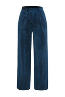 Load image into Gallery viewer, Peacock Blue Stripe Notched Lapel 2 Pieces Women Party Suits with Belt