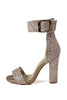 Load image into Gallery viewer, Sparkly Golden Ankle Buckle Open Toe Chunky Heels