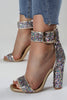 Load image into Gallery viewer, Sparkly Golden Ankle Buckle Open Toe Chunky Heels