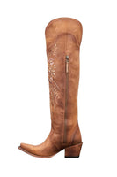 Load image into Gallery viewer, Brown Embroidery Lace-Up Knee Boots