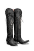 Load image into Gallery viewer, Brown Embroidery Lace-Up Knee Boots