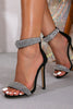 Load image into Gallery viewer, Sparky Black Beaded Open Toe Stiletto Heels
