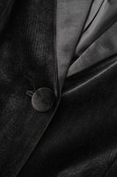 Load image into Gallery viewer, Black Peak Lapel Velvet Blazer with Feathers