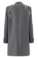 Load image into Gallery viewer, Sparkly Grey Peak Lapel Beaded Double-Breasted Blazer