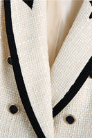 Load image into Gallery viewer, White Double Breasted Peak Lapel Tweed Blazer
