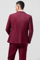 Load image into Gallery viewer, Burgundy 3 Pieces Peak Lapel Men&#39;s Prom Suits