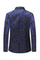 Load image into Gallery viewer, Dark Blue Floral Printed Shawl Lapel 2 Pieces Men Suits