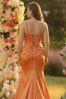 Load image into Gallery viewer, Sparkly Fuchsia Plus Size Beaded Corset Mermaid Spaghetti Straps Long Prom Dress with Slit