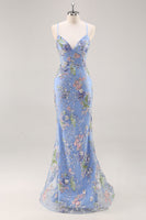 Load image into Gallery viewer, Sparkly Lilac Beaded Floral Mermaid Long Prom Dress with Sequins
