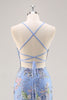 Load image into Gallery viewer, Sparkly Blue Floral Beaded Mermaid Long Prom Dress with Sequins